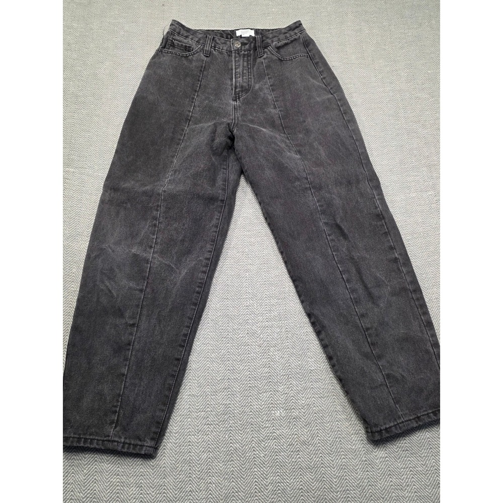 Forever 21 Womens Washed Black High Rise Front‎ Seam Tapered Mom Jeans Size 28